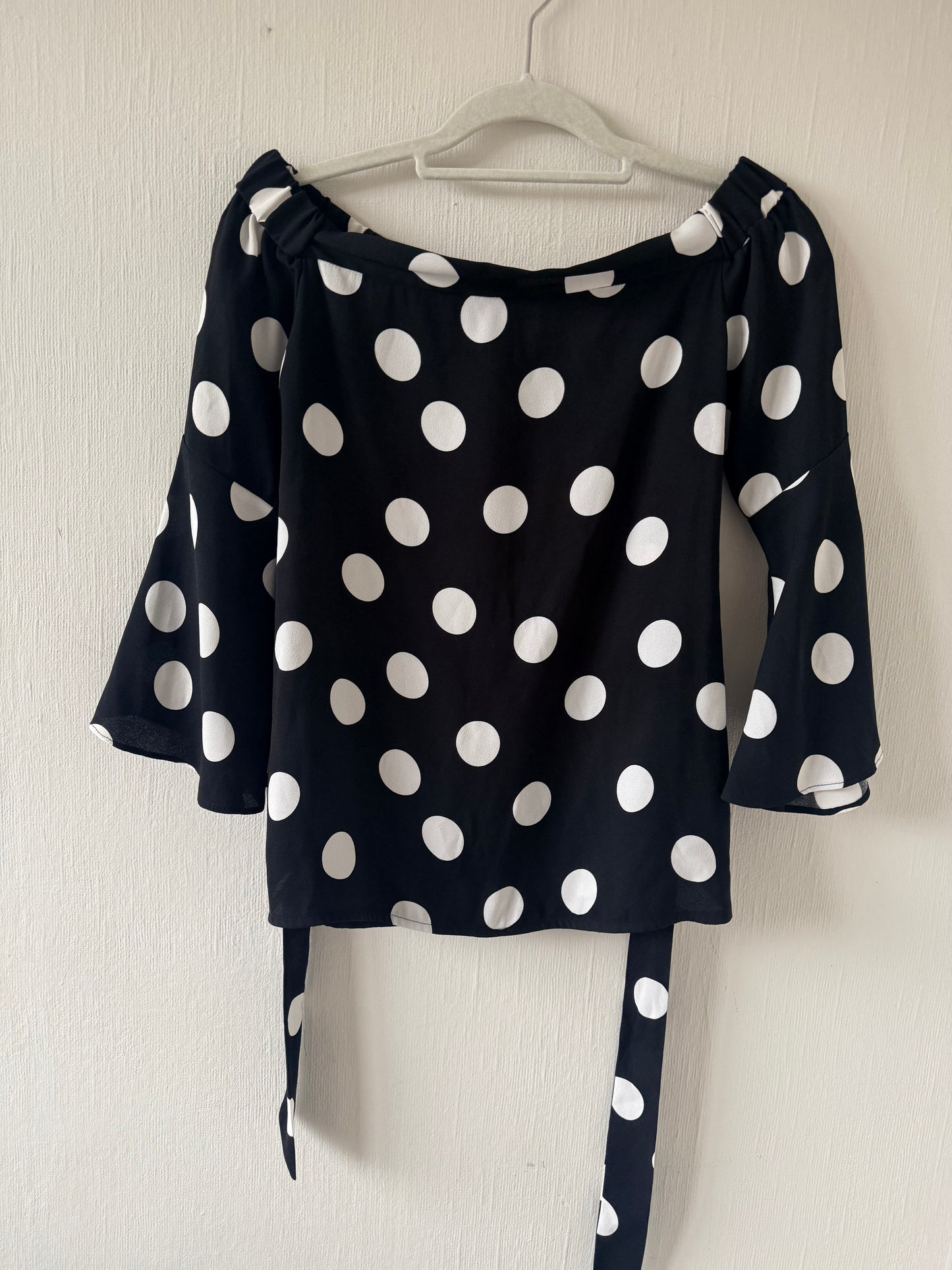 Karen Millen Black/ white polka dot blouse - size UK 10