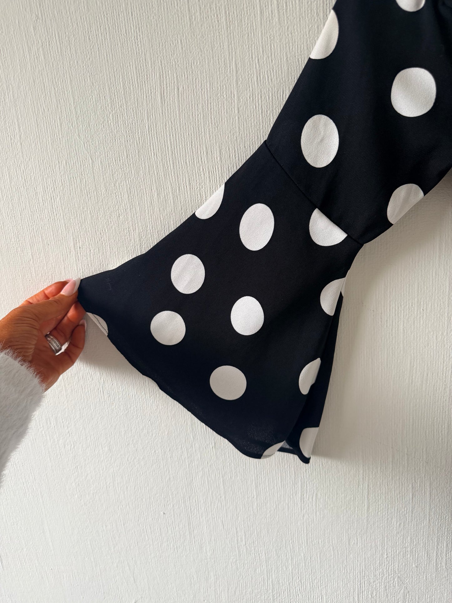 Karen Millen Black/ white polka dot blouse - size UK 10