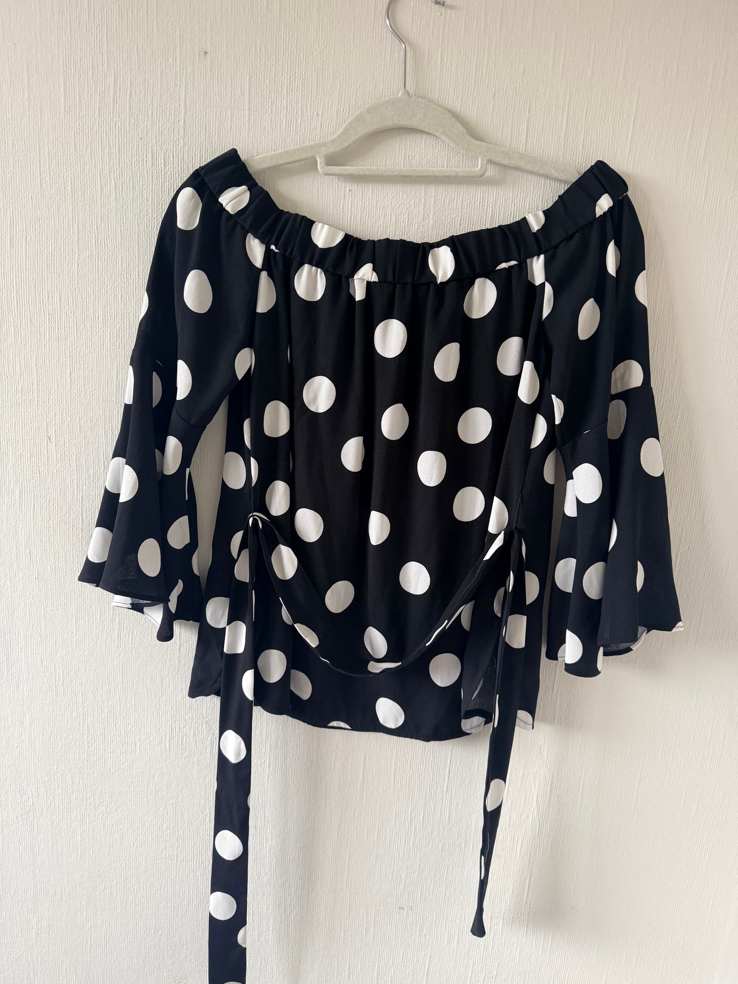 Karen Millen Black/ white polka dot blouse - size UK 10