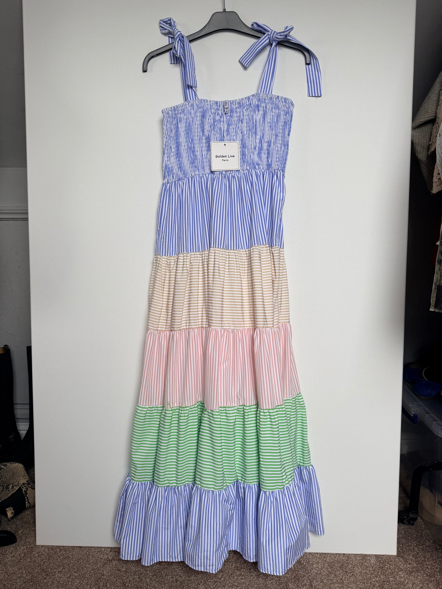 Stripey boutique summer dress - size 10-14