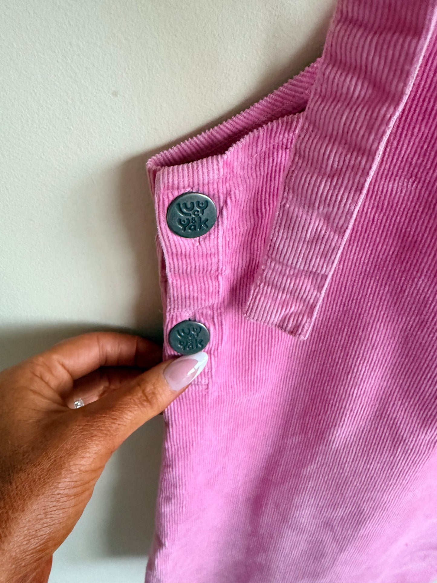 Lucy & Yak pink dungaree dress - size UK 8