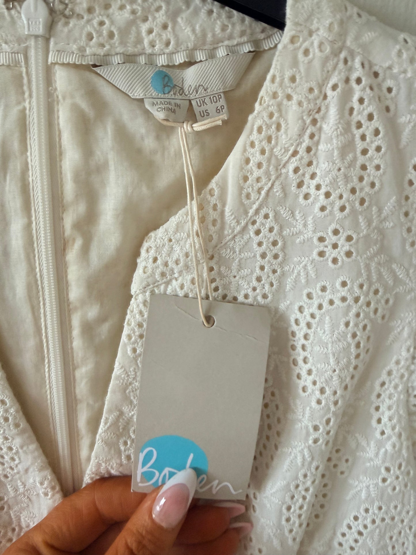 White new Boden dress - size UK 10