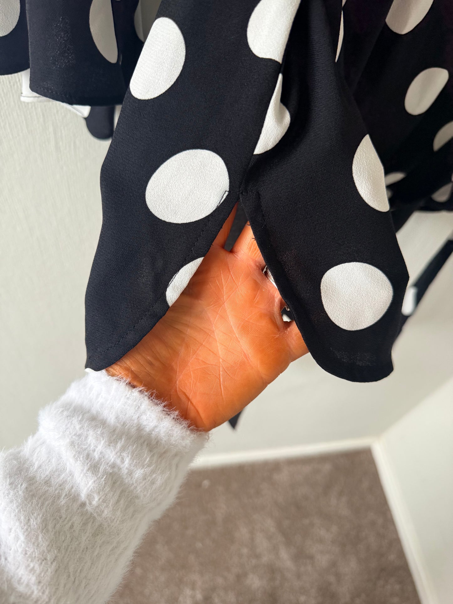 Karen Millen Black/ white polka dot blouse - size UK 10