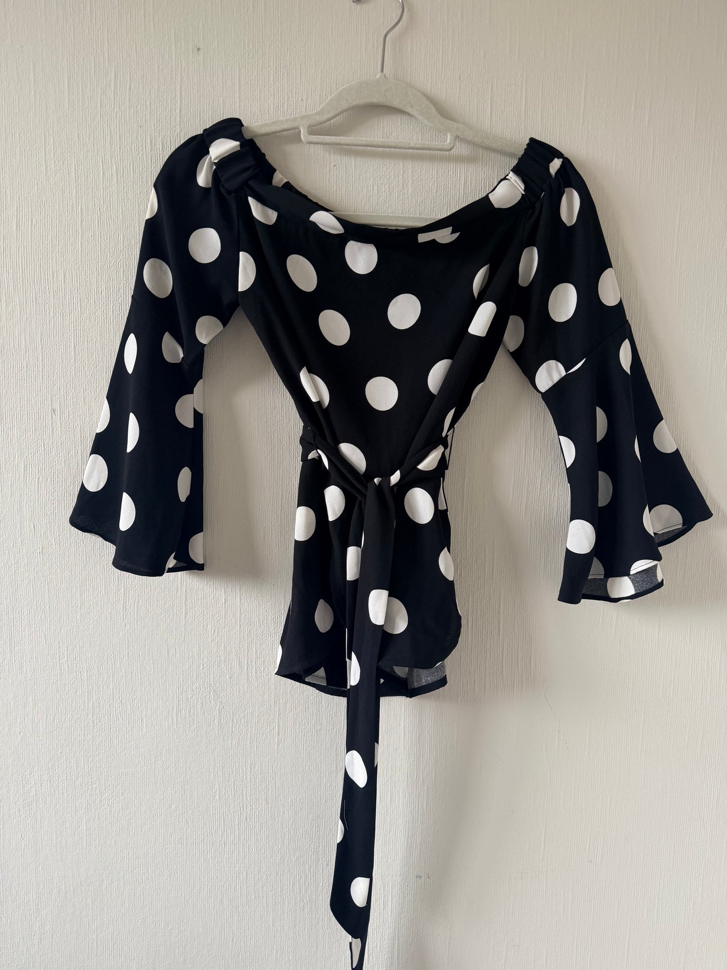 Karen Millen Black/ white polka dot blouse - size UK 10