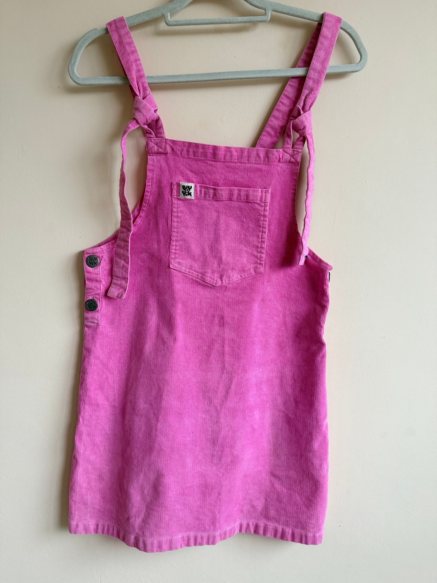 Lucy & Yak pink dungaree dress - size UK 8